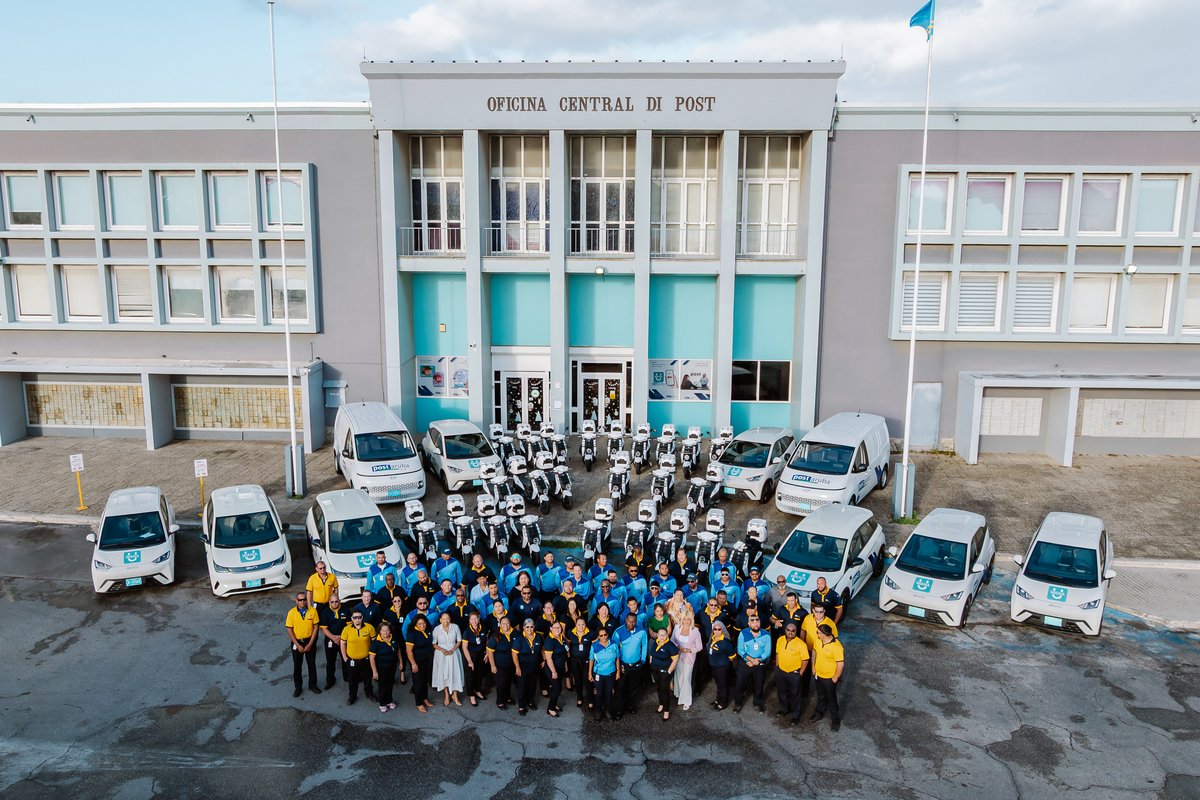 Post Aruba's team and vehicle fleet outside the main office in Oranjestad